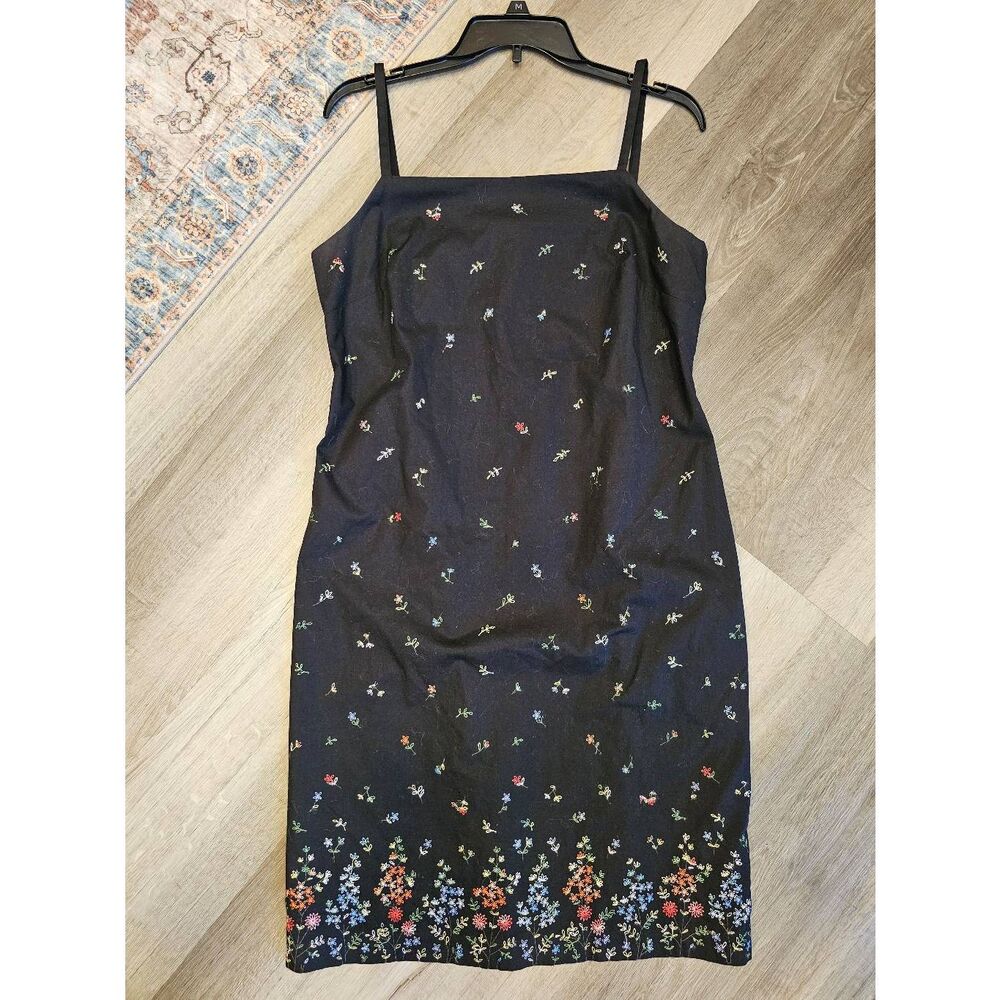 Brooks Brothers Black Midi Event Dress Flowers Multicolor Anthropologie Vibes!